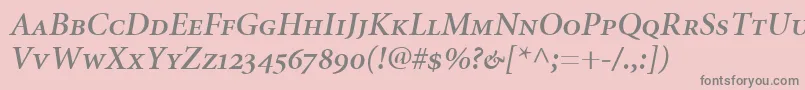MinionSemiboldItalicSmallCapsOldstyleFigures Font – Gray Fonts on Pink Background