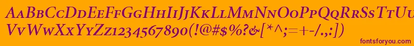 MinionSemiboldItalicSmallCapsOldstyleFigures Font – Purple Fonts on Orange Background