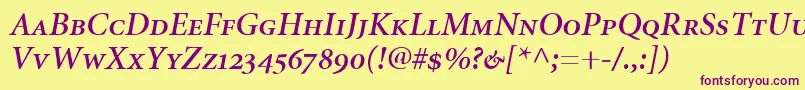 MinionSemiboldItalicSmallCapsOldstyleFigures Font – Purple Fonts on Yellow Background