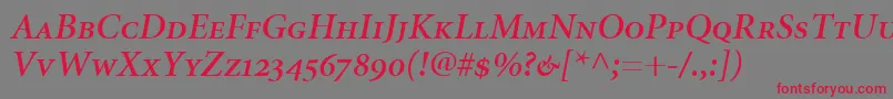 MinionSemiboldItalicSmallCapsOldstyleFigures Font – Red Fonts on Gray Background