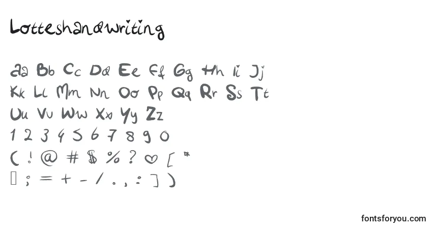 Schriftart Lotteshandwriting – Alphabet, Zahlen, spezielle Symbole