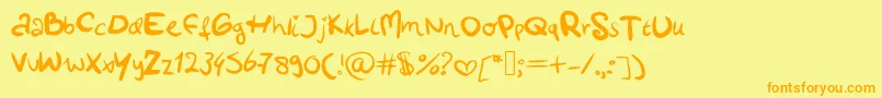 Czcionka Lotteshandwriting – pomarańczowe czcionki na żółtym tle
