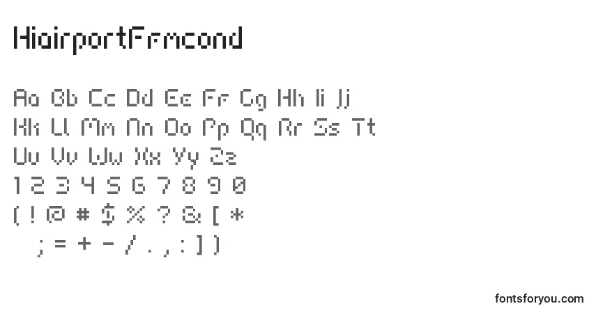 A fonte HiairportFfmcond – alfabeto, números, caracteres especiais