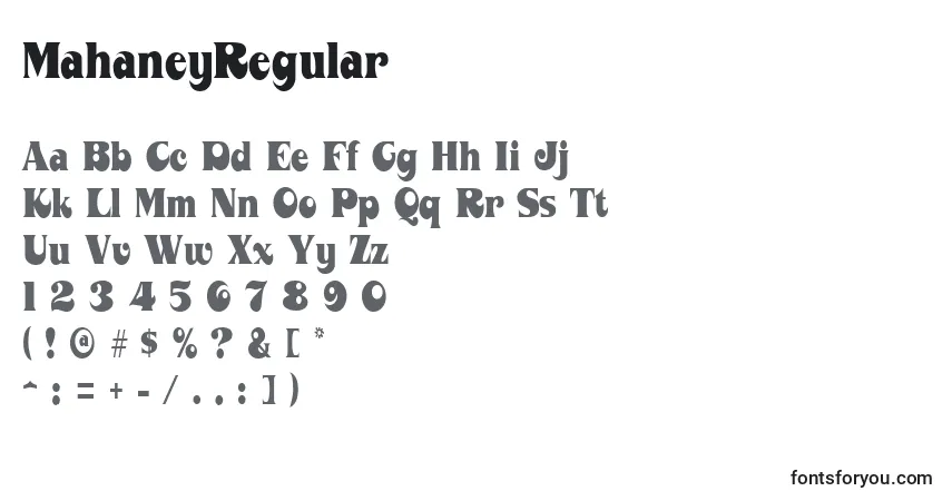 Czcionka MahaneyRegular – alfabet, cyfry, specjalne znaki