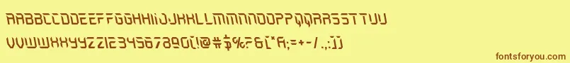 フォントHolojacketleft – 茶色の文字が黄色の背景にあります。