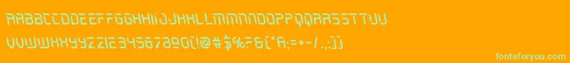 Holojacketleft-Schriftart – Grüne Schriften auf orangefarbenem Hintergrund