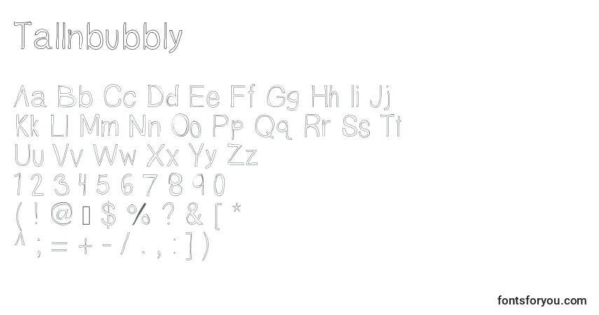 Шрифт Tallnbubbly – алфавит, цифры, специальные символы