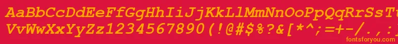 フォントAxccrtbi – 赤い背景にオレンジの文字