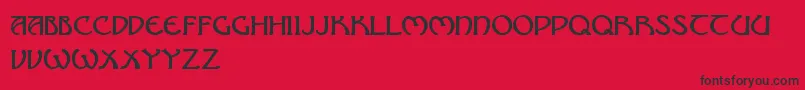 NouveauUncialCaps-Schriftart – Schwarze Schriften auf rotem Hintergrund