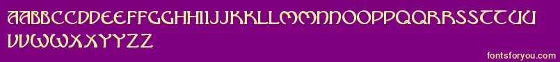 NouveauUncialCaps Font – Yellow Fonts on Purple Background