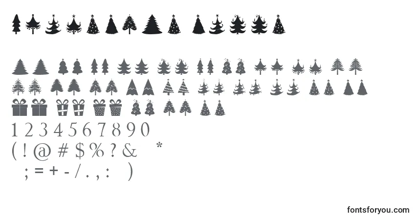 Schriftart Christmas Trees – Alphabet, Zahlen, spezielle Symbole
