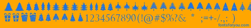 Christmas Trees Font – Blue Fonts on Orange Background