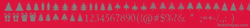 フォントChristmas Trees – 赤い背景に灰色の文字