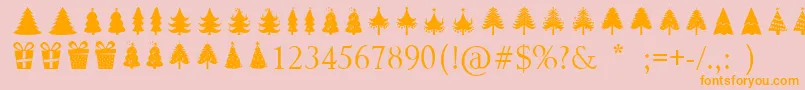 Christmas Trees Font – Orange Fonts on Pink Background