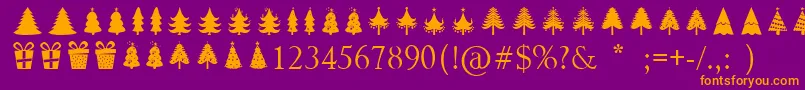 Christmas Trees Font – Orange Fonts on Purple Background