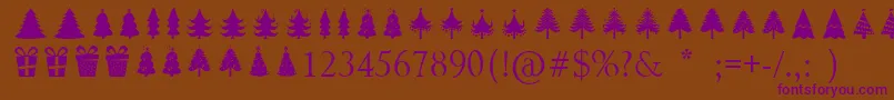 Christmas Trees Font – Purple Fonts on Brown Background