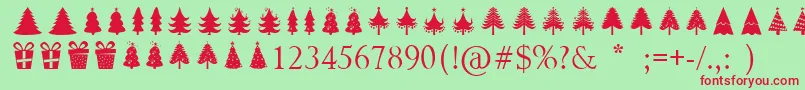 Fonte Christmas Trees – fontes vermelhas em um fundo verde