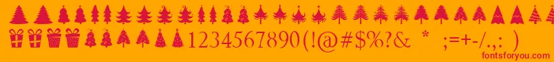 Christmas Trees Font – Red Fonts on Orange Background