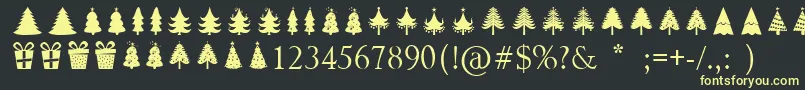 Christmas Trees Font – Yellow Fonts on Black Background