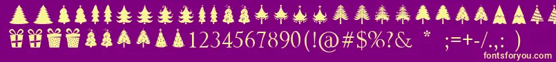 Christmas Trees Font – Yellow Fonts on Purple Background