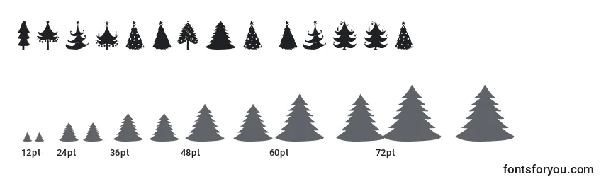 Rozmiary czcionki Christmas Trees