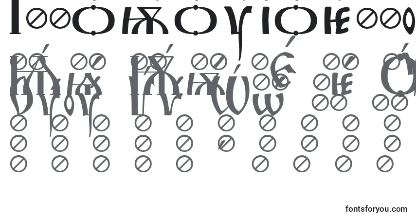 Schriftart IrmologionAcute – Alphabet, Zahlen, spezielle Symbole