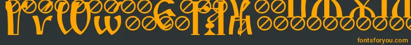 フォントIrmologionAcute – 黒い背景にオレンジの文字