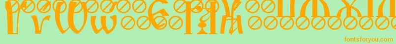 IrmologionAcute Font – Orange Fonts on Green Background