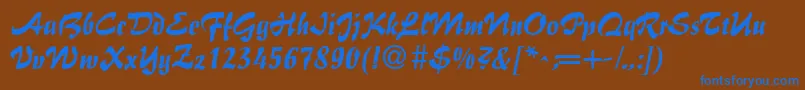 BrushFlairRegular Font – Blue Fonts on Brown Background