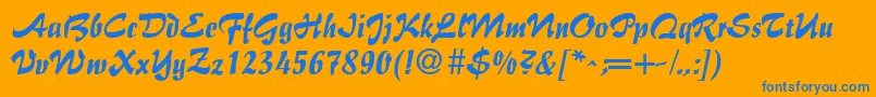 BrushFlairRegular Font – Blue Fonts on Orange Background