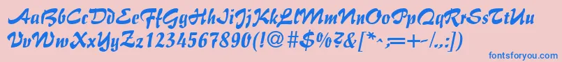 BrushFlairRegular Font – Blue Fonts on Pink Background