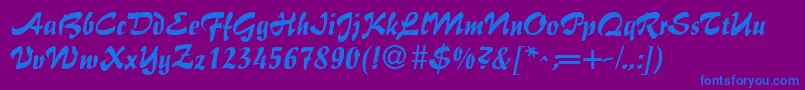 BrushFlairRegular Font – Blue Fonts on Purple Background