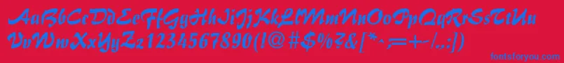 BrushFlairRegular Font – Blue Fonts on Red Background