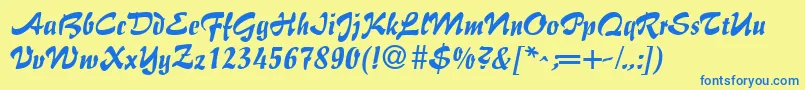 BrushFlairRegular Font – Blue Fonts on Yellow Background