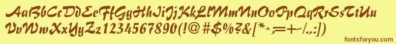 BrushFlairRegular Font – Brown Fonts on Yellow Background