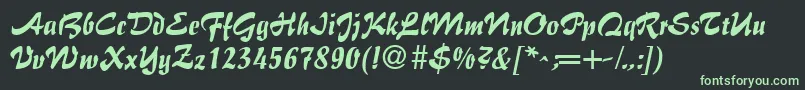 BrushFlairRegular Font – Green Fonts on Black Background