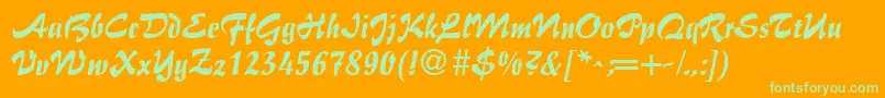 BrushFlairRegular Font – Green Fonts on Orange Background