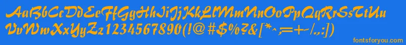 BrushFlairRegular Font – Orange Fonts on Blue Background