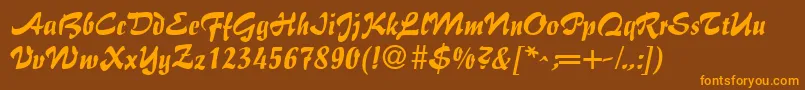 BrushFlairRegular Font – Orange Fonts on Brown Background