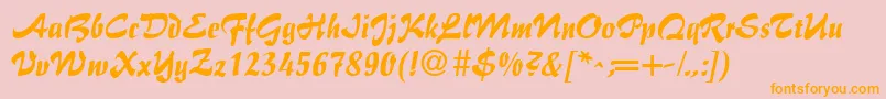 BrushFlairRegular Font – Orange Fonts on Pink Background