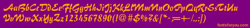 BrushFlairRegular Font – Orange Fonts on Purple Background