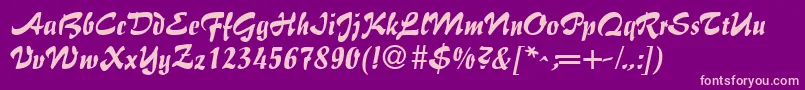 BrushFlairRegular Font – Pink Fonts on Purple Background