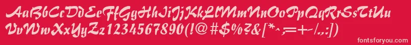 BrushFlairRegular Font – Pink Fonts on Red Background