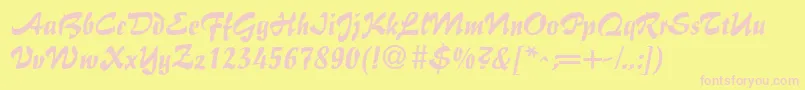 BrushFlairRegular Font – Pink Fonts on Yellow Background