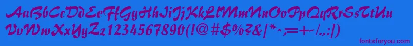 BrushFlairRegular Font – Purple Fonts on Blue Background