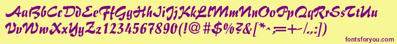 BrushFlairRegular Font – Purple Fonts on Yellow Background