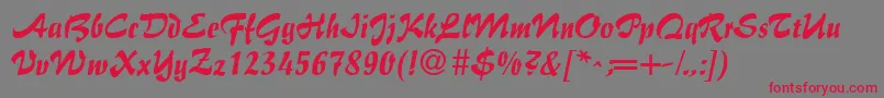BrushFlairRegular Font – Red Fonts on Gray Background