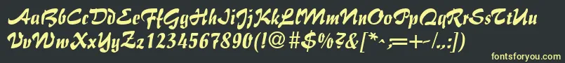 BrushFlairRegular Font – Yellow Fonts on Black Background