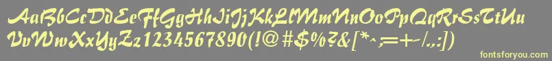 BrushFlairRegular Font – Yellow Fonts on Gray Background