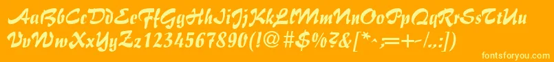 BrushFlairRegular Font – Yellow Fonts on Orange Background